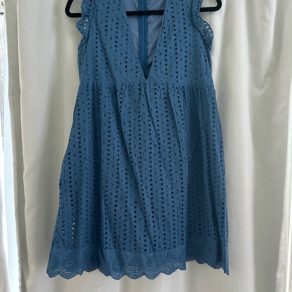 Blue Eyelet Sleeveless Dress